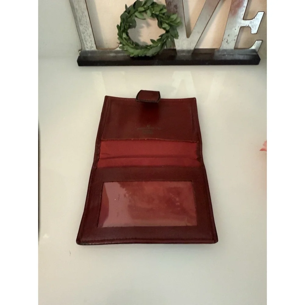 Vintage Princess Gardner‎ Burgundy Red Leather Bifold Wallet with Gold Chain GUC